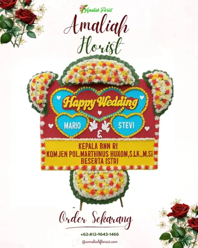 Karangan Papan Bunga Pernikahan di Tamedan